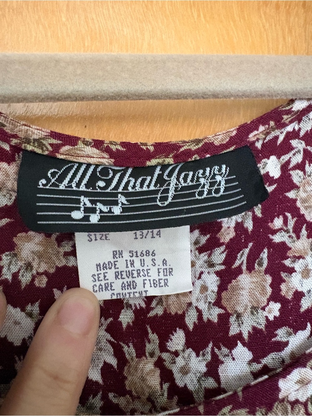Vintage All that Jazz Burgundy Floral Short-Sleeve Midi Dress - Picture 3 of 3